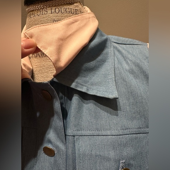 Super Cute Mixed Denim/Poly Blouson Jacket/Tunic - Picture 6 of 10